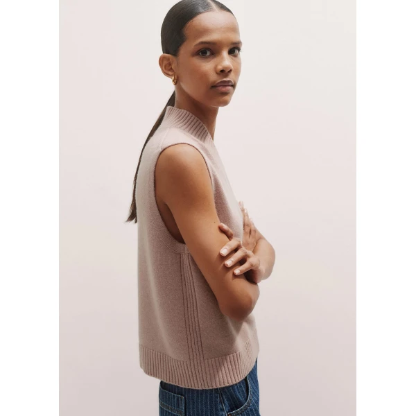 Me and Em Merino Cashmere High V-Neck Knit Vest, view 6