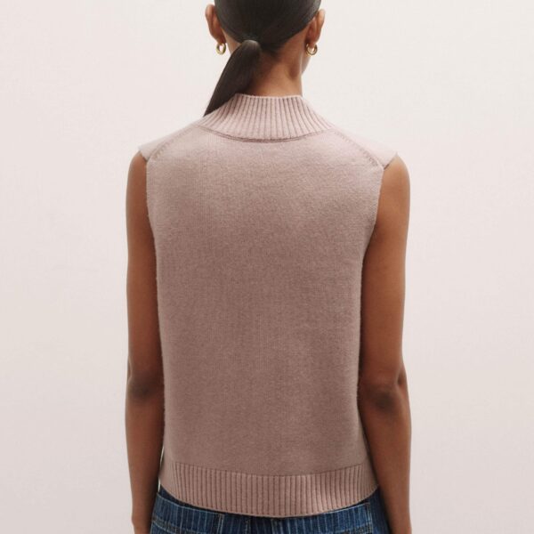Me and Em Merino Cashmere High V-Neck Knit Vest – luxury British Pink in Me and Em exclusively at Coveti