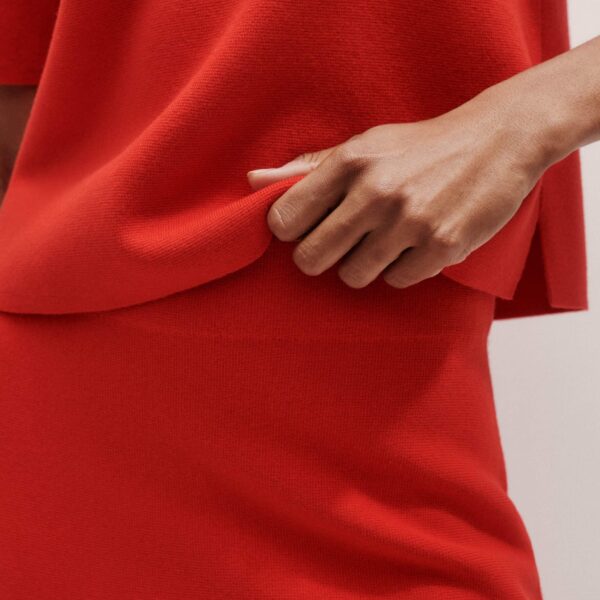 Me and Em Milano Knit Maxi Skirt – luxury British Red in Me and Em exclusively at Coveti