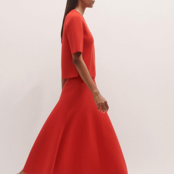 Me and Em Milano Knit Maxi Skirt – luxury British Red in Me and Em exclusively at Coveti