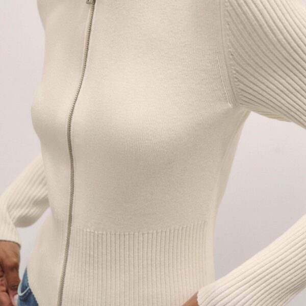 Me and Em Milano Knit Two-Way Zip Cardigan – luxury British Ivory in Me and Em exclusively at Coveti