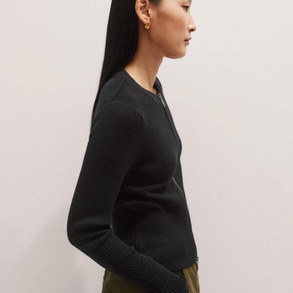 Me and Em Milano Knit Two-Way Zip Cardigan – luxury British Black in Me and Em exclusively at Coveti