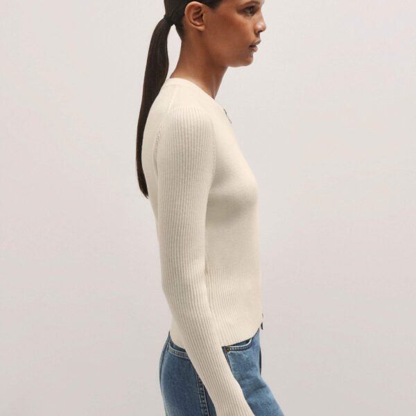 Me + Em Milano Knit Two-Way Zip Cardigan – luxury British Ivory in Me and Em exclusively at Coveti