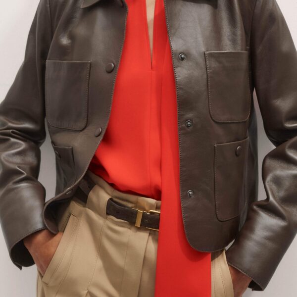 Me + Em Patch Pocket Jacket – luxury British Brown in Me and Em exclusively at Coveti