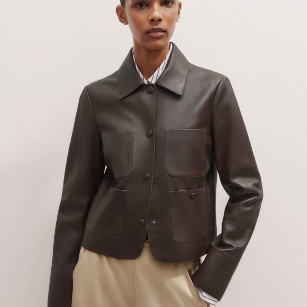 Me and Em Patch Pocket Jacket – luxury British Brown in Me and Em exclusively at Coveti