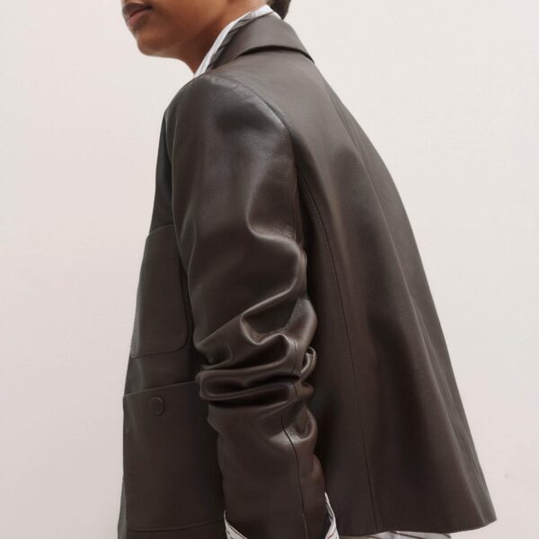 Me + Em Patch Pocket Jacket – luxury British Brown in Me and Em exclusively at Coveti