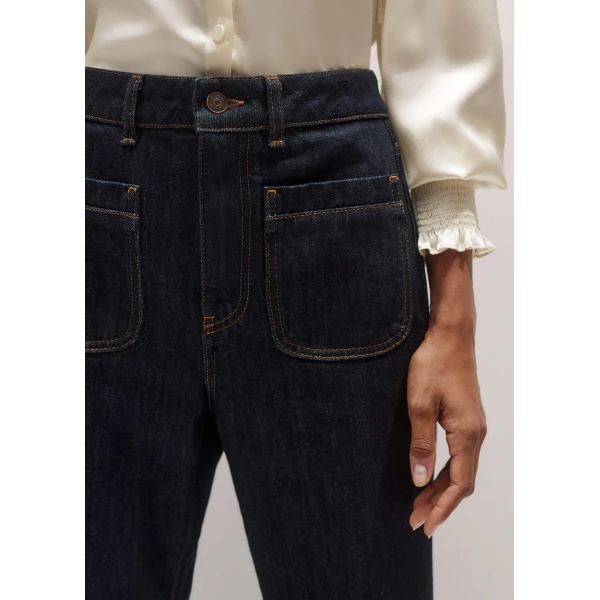 Me + Em Patch Pocket Leg Elongator Jean – luxury British Blue in Me and Em exclusively at Coveti