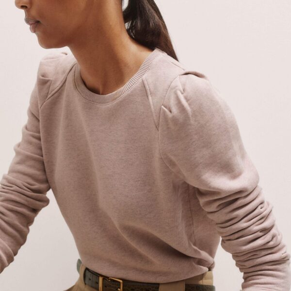 Me + Em Raw Edge Feminine Sweatshirt – luxury British Pink in Me and Em exclusively at Coveti