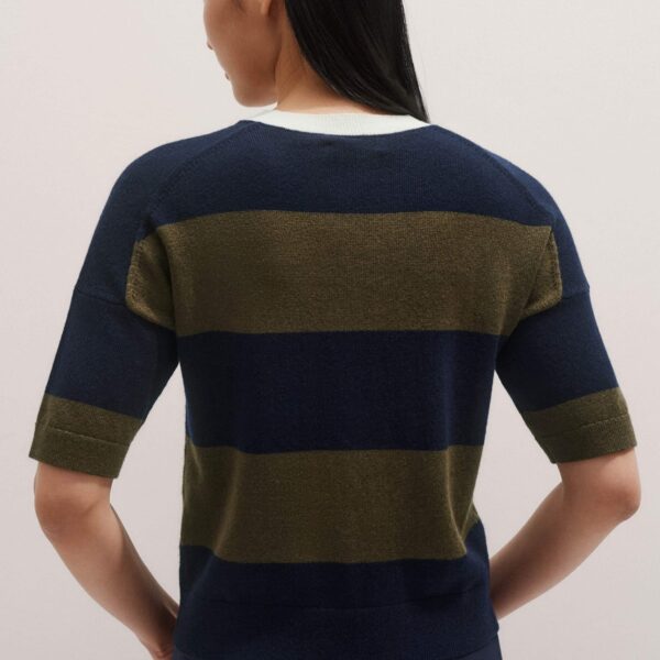Me and Em Relaxed Stripe Knit Henley Tee – luxury British Multicolour in Me and Em exclusively at Coveti