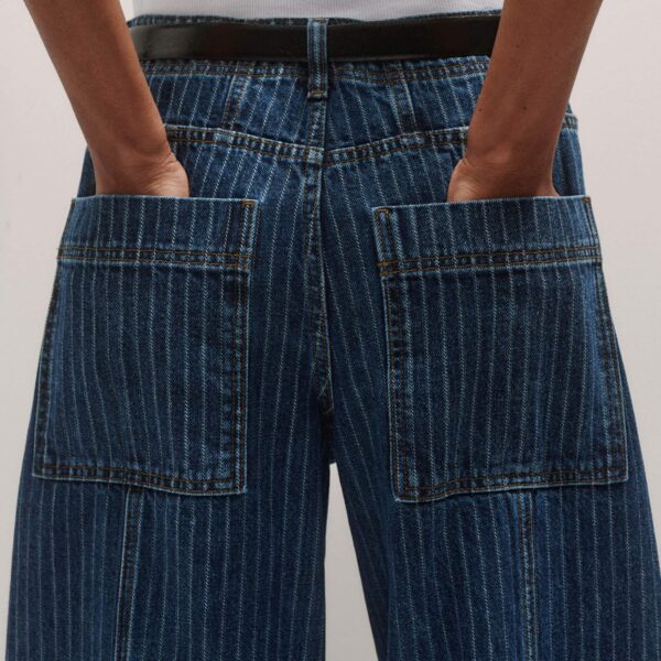 Me and Em Relaxed Stripe Wide-Leg Jean – luxury British Blue in Me and Em exclusively at Coveti