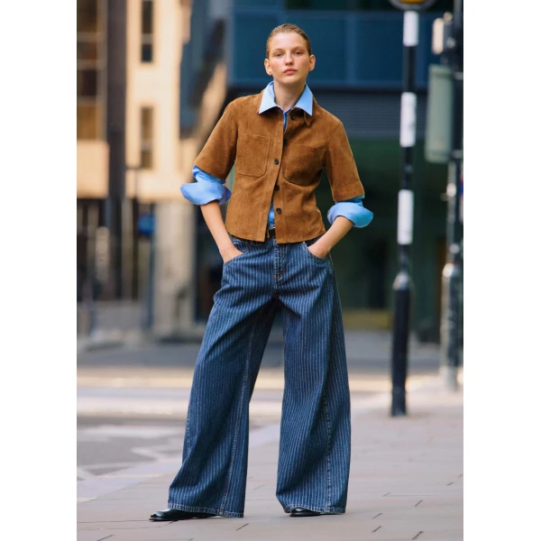 Me and Em Relaxed Stripe Wide-Leg Jean, view 4
