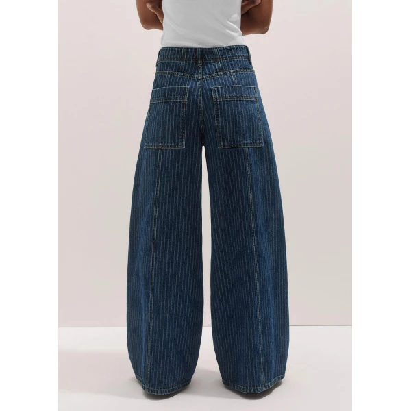Me and Em Relaxed Stripe Wide-Leg Jean, view 5