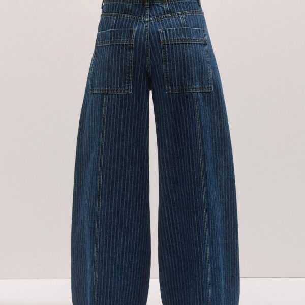 Me and Em Relaxed Stripe Wide-Leg Jean – luxury British Blue in Me and Em exclusively at Coveti
