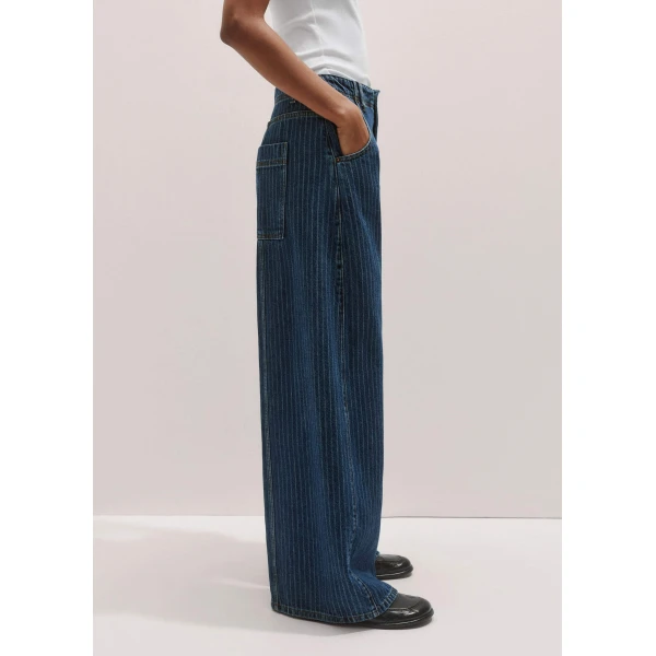 Me and Em Relaxed Stripe Wide-Leg Jean, view 6