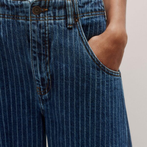 Me and Em Relaxed Stripe Wide-Leg Jean – luxury British Blue in Me and Em exclusively at Coveti