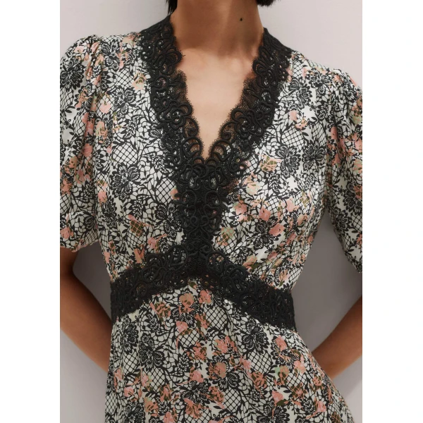 Me and Em Satin Lace Detail Maxi Dress, view 3