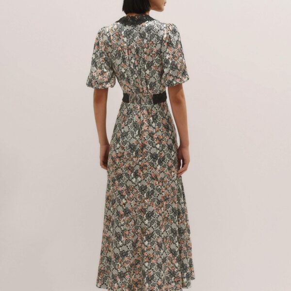 Me and Em Satin Lace Detail Maxi Dress – luxury British Multicolour in Me and Em exclusively at Coveti