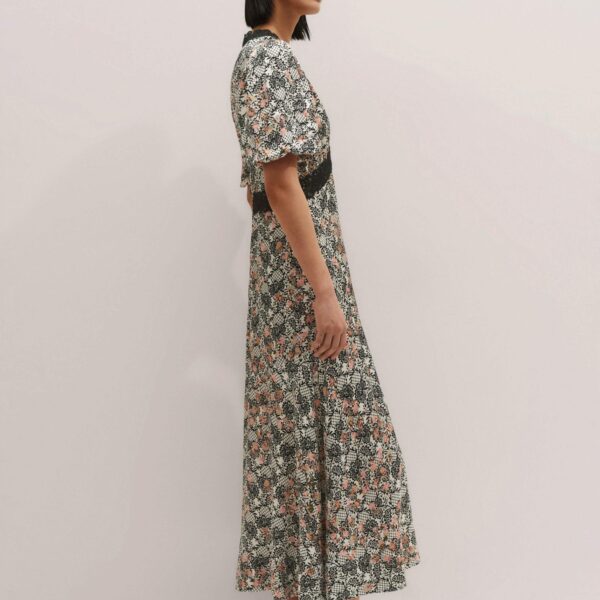 Me + Em Satin Lace Detail Maxi Dress – luxury British Multicolour in Me and Em exclusively at Coveti