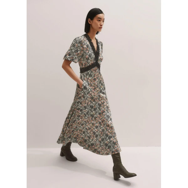 Me and Em Satin Lace Detail Maxi Dress, view 7