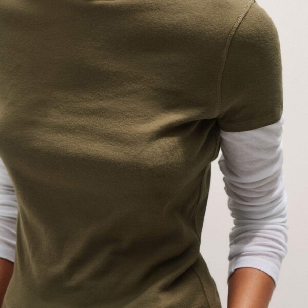 Me and Em Sheer Rib Double Layer Top – luxury British Green in Me and Em exclusively at Coveti