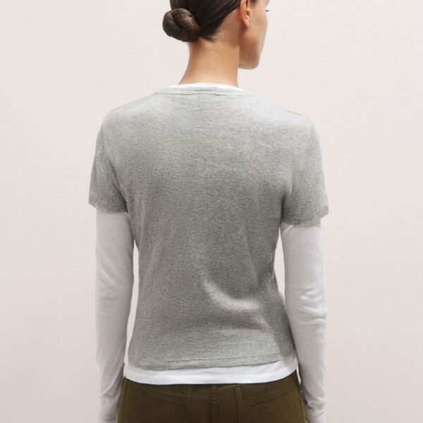 Me and Em Sheer Rib Double Layer Top – luxury British Gray in Me and Em exclusively at Coveti