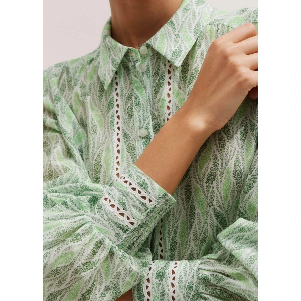 Me and Em Silk Cotton Climbing Feather Print Blouse, view 3