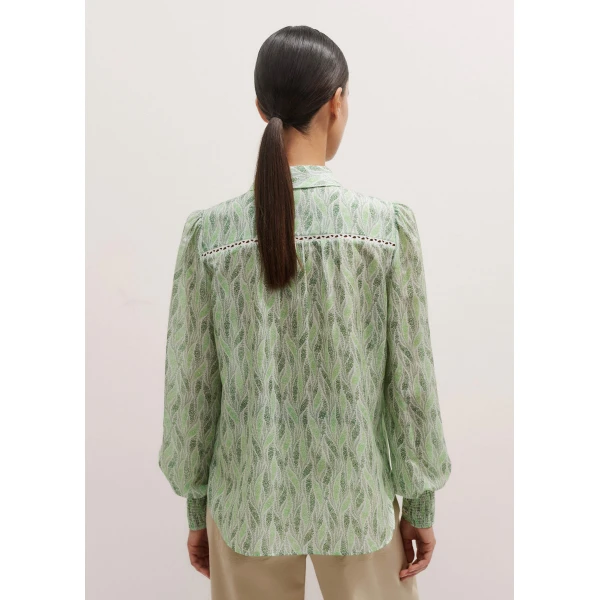 Me and Em Silk Cotton Climbing Feather Print Blouse, view 6