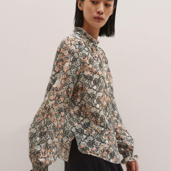 Me + Em Silk Cotton Straight Blouse – luxury British Multicolour in Me and Em exclusively at Coveti