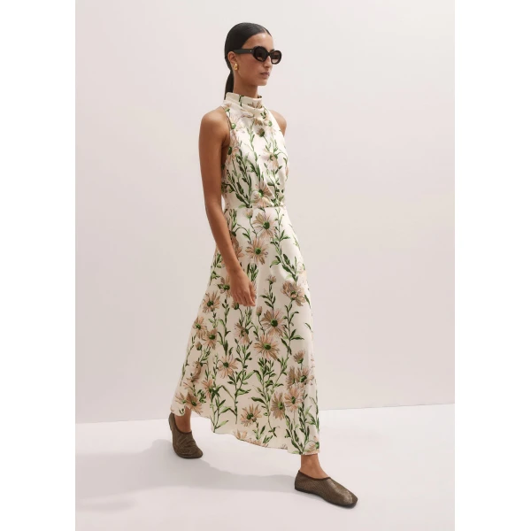 Me and Em Silk Growing Daisy Print Halterneck Maxi Dress, view 2