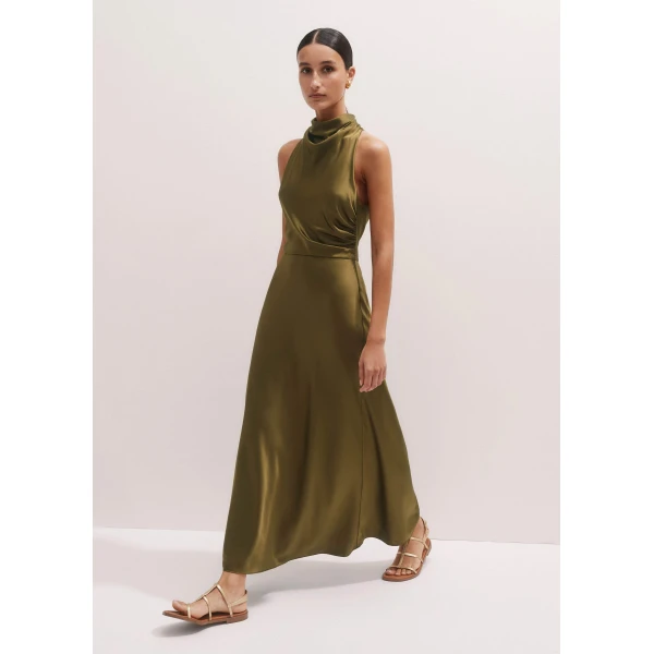 Me and Em Silk Growing Daisy Print Halterneck Maxi Dress, view 2
