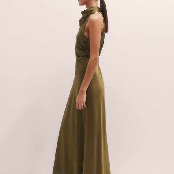 Me + Em Silk Growing Daisy Print Halterneck Maxi Dress – luxury British Green in Me and Em exclusively at Coveti