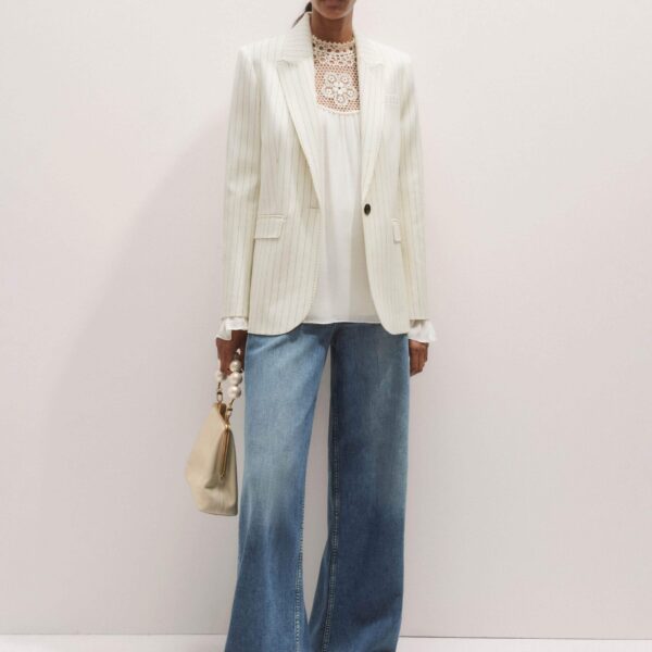 Me + Em Silk + Lace Long Sleeve Blouse – luxury British Ivory in Me and Em exclusively at Coveti