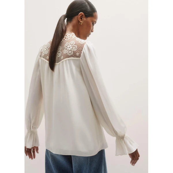 Me and Em Silk + Lace Long Sleeve Blouse, view 5