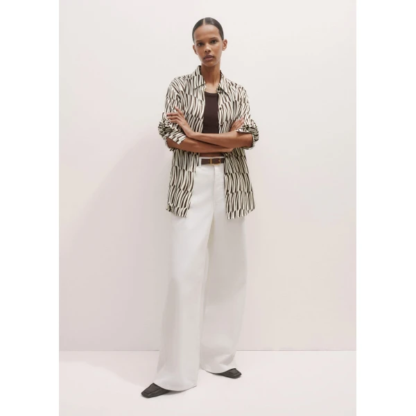 Me and Em Silk Linear Keys Print Oversized Shirt, view 4