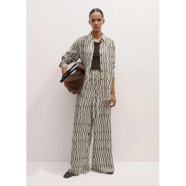 Me and Em Silk Linear Keys Print Oversized Shirt, view 6