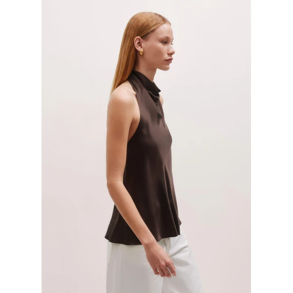 Me and Em Silk Modern Daisy Print Halterneck Top, view 4