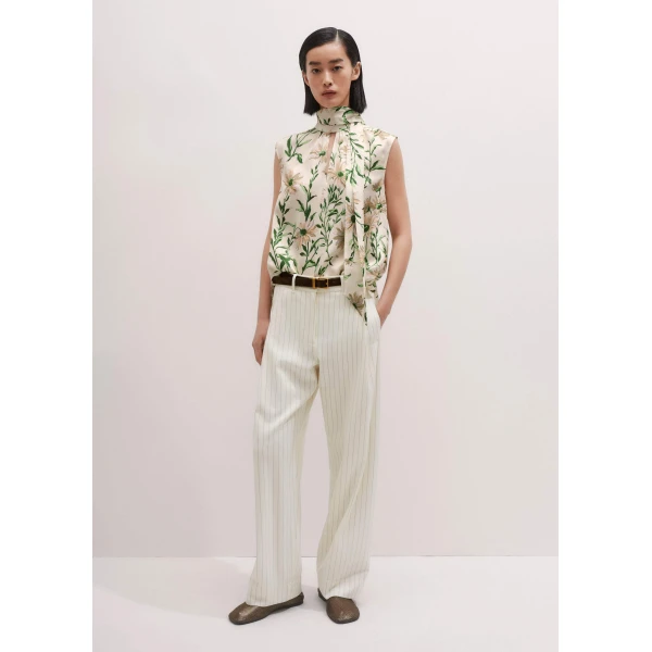 Me and Em Silk Satin Growing Daisy Print Top + Tie, view 3