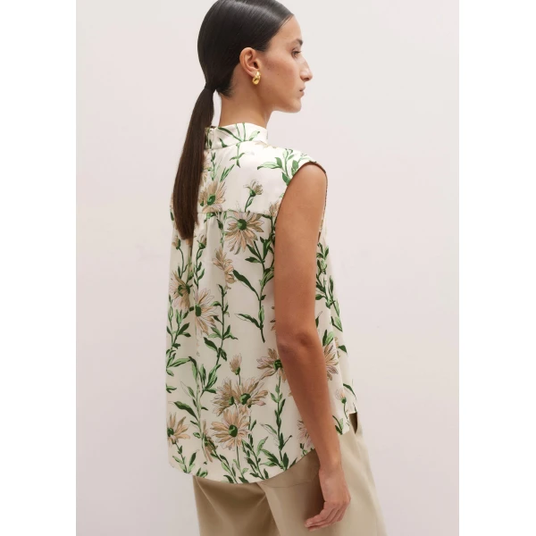 Me and Em Silk Satin Growing Daisy Print Top + Tie, view 6