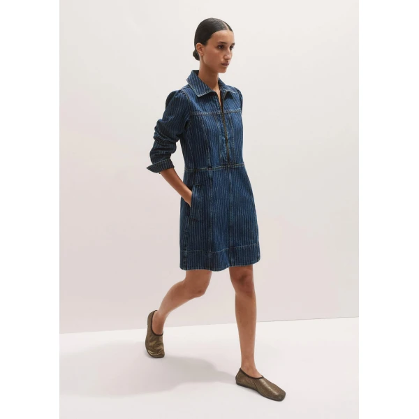 Me and Em Stripe Denim Zip Front Mini Dress, view 2