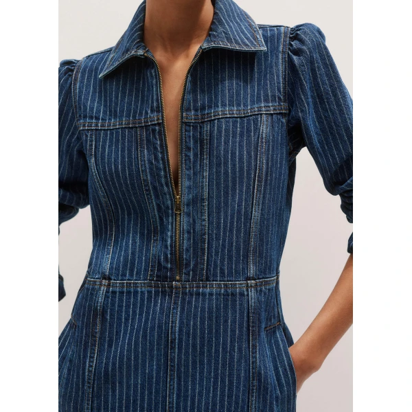 Me and Em Stripe Denim Zip Front Mini Dress, view 3