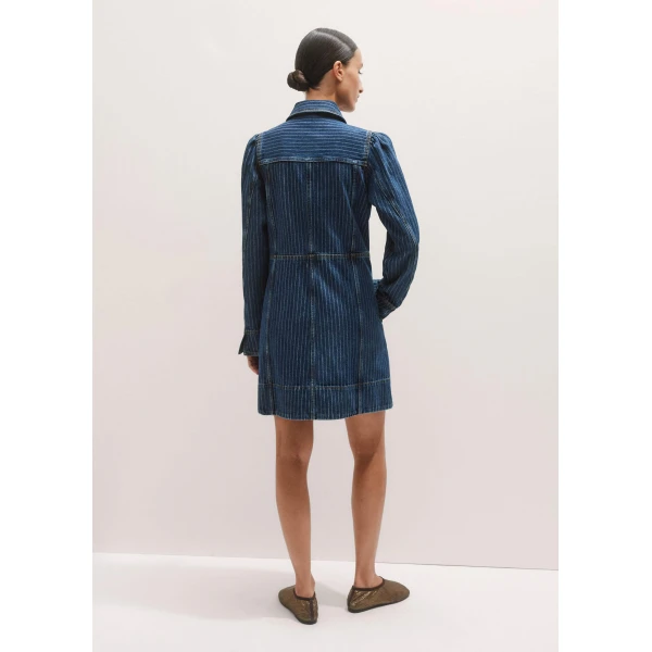 Me and Em Stripe Denim Zip Front Mini Dress, view 5