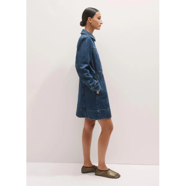 Me and Em Stripe Denim Zip Front Mini Dress, view 6