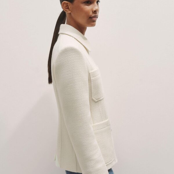 Me + Em The Zip Front Contoured Layering Jacket – luxury British Ivory in Me and Em exclusively at Coveti