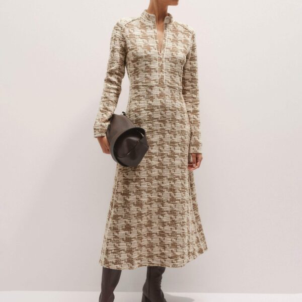 Me and Em Travel Tweed Midi Dress – luxury British Neutrals in Me and Em exclusively at Coveti