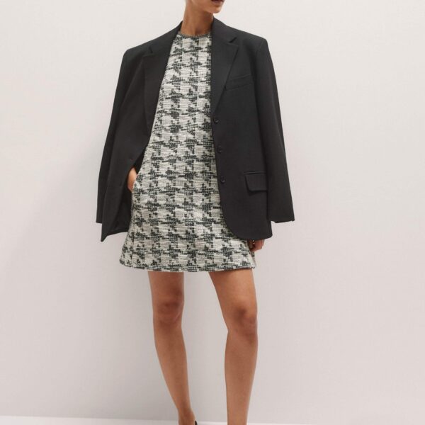 Me + Em Travel Tweed Mini Dress – luxury British Multicolour in Me and Em exclusively at Coveti