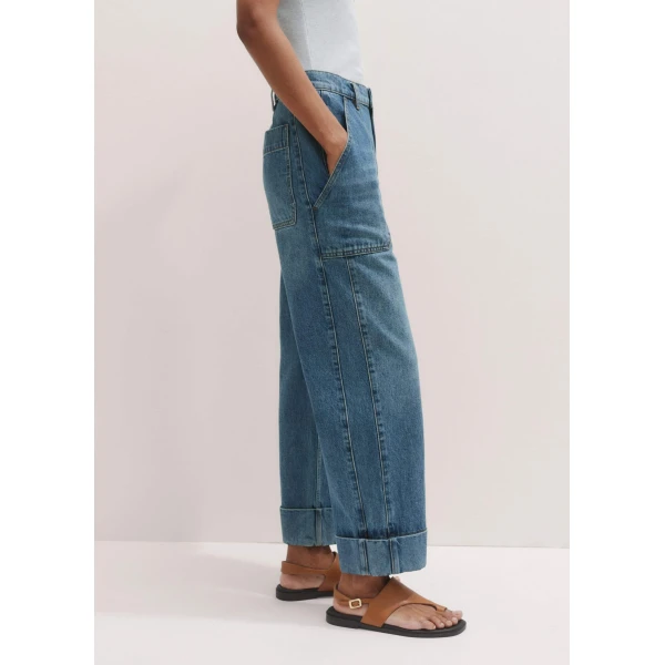 Me + Em Turn-Up Straight Jean – luxury British Blue in Me and Em exclusively at Coveti
