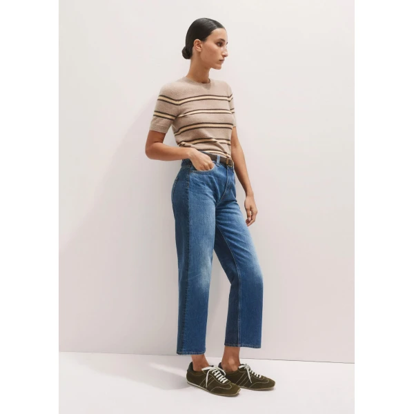 Me and Em Two-Tone Straight Crop Jean – luxury British Blue in Me and Em exclusively at Coveti