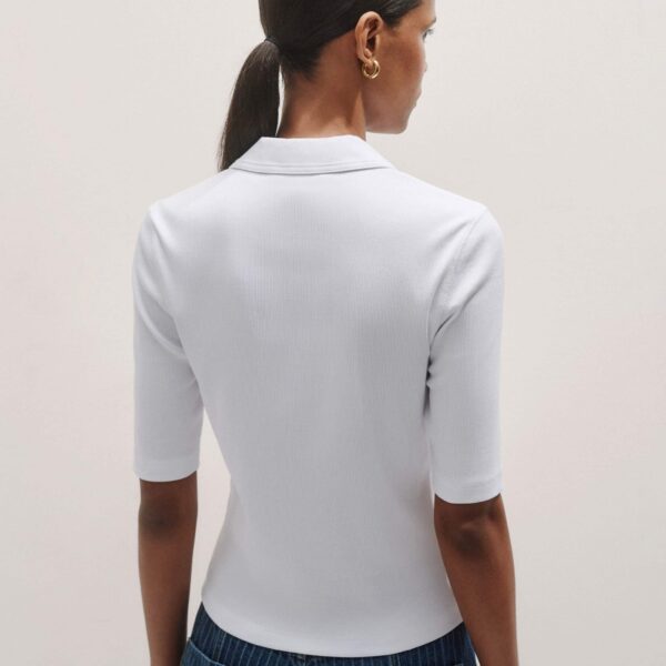 Me and Em Ultimate Rib Polo Top – luxury British White in Me and Em exclusively at Coveti