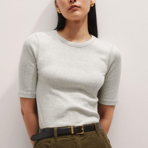Me + Em Ultimate Rib Sweater Tee – luxury British Gray in Me and Em exclusively at Coveti