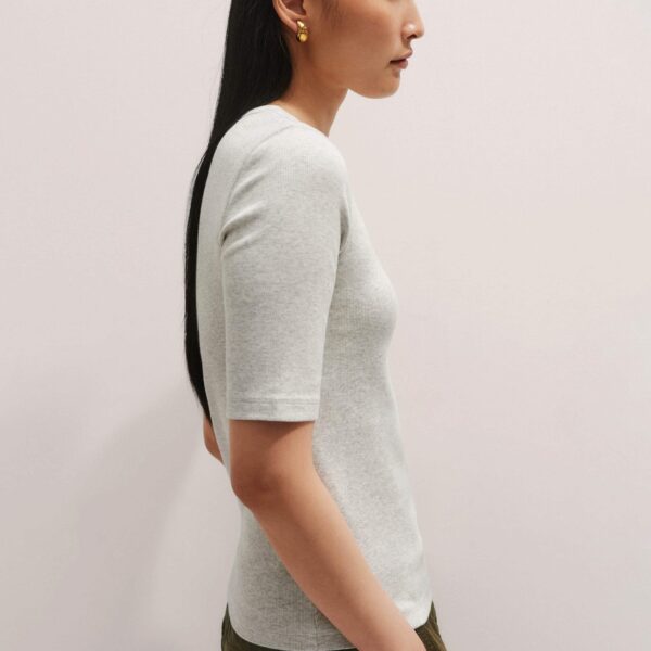 Me + Em Ultimate Rib Sweater Tee – luxury British Gray in Me and Em exclusively at Coveti